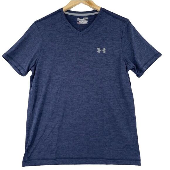 -Under Armour Men's Loose Fit V-Neck T-Shirt Navy Blue S - Picture 1 of 5
